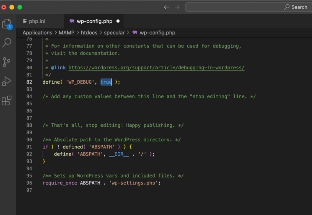 wp_debug vero