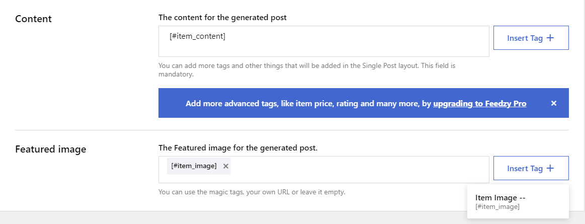 Feedzy での投稿設定の構成