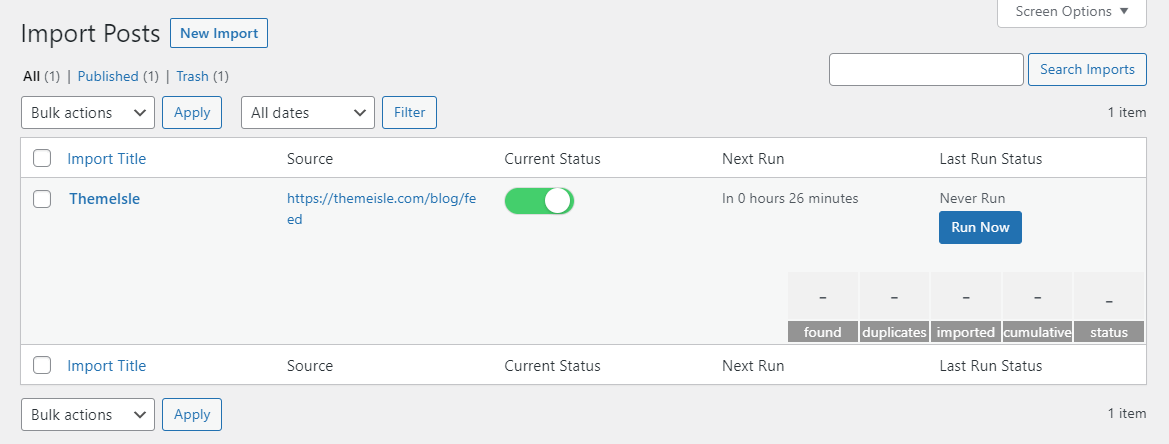 Feedzy でインポートを実行する