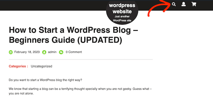 組み込みの WordPress 検索バー The built-in WordPress search bar