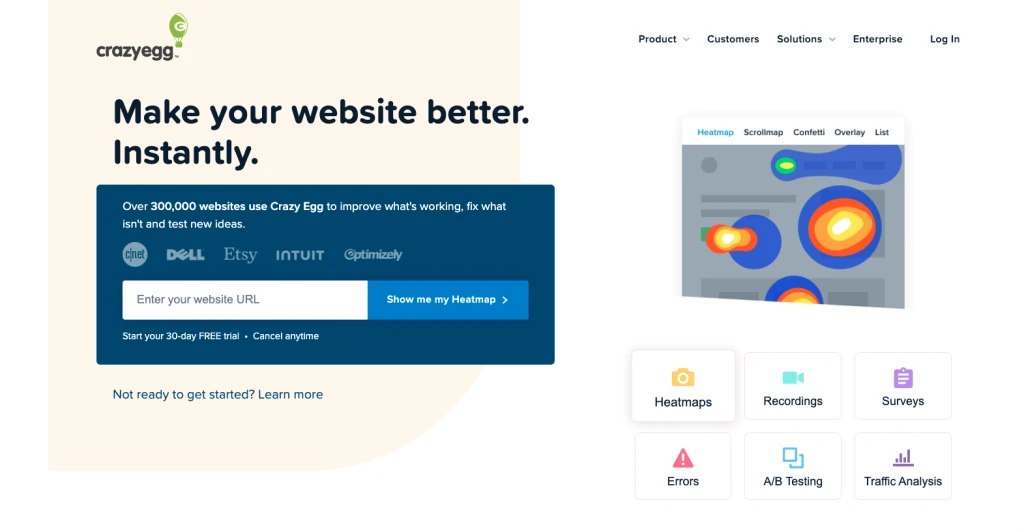 Crazy Egg は、後者の開始以来、Google 最適化の代替手段でした。