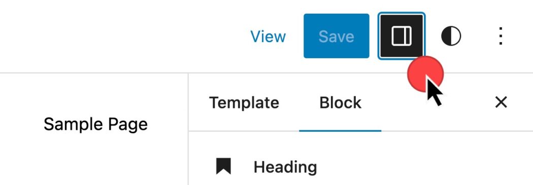WordPress 6.2 中的设置图标已经更改为看起来更像是从屏幕右侧显示的面板而不是齿轮符号。