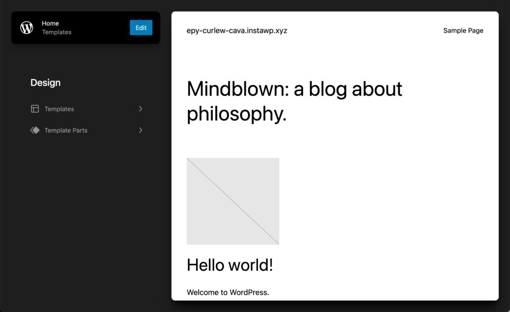 WordPress 6.2 中的站点编辑器界面