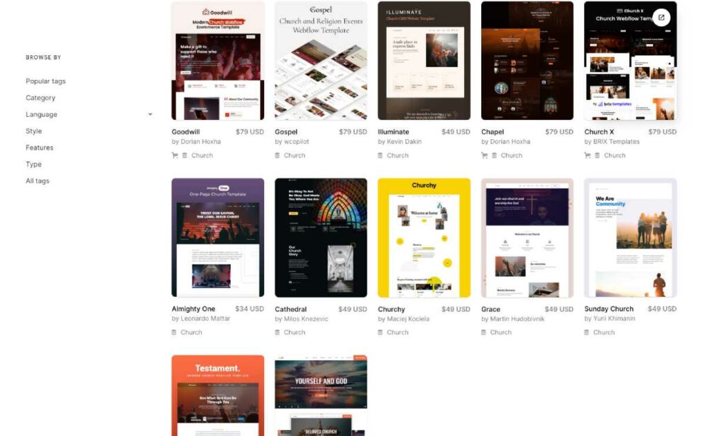 webflow 교회 템플릿
