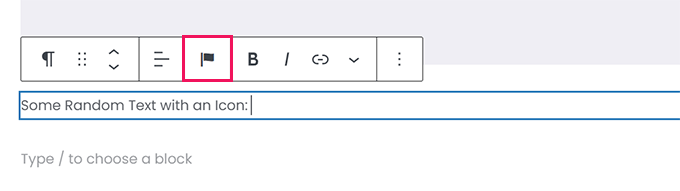 Ikona przycisku czcionki na pasku narzędzi bloku Icon font button in the block toolbar