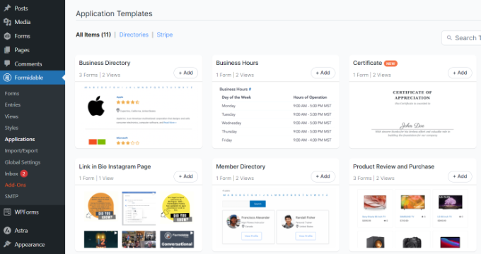 Templat aplikasi Application templates