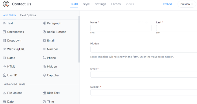 Pembuat Formulir yang Tangguh Formidable Forms builder