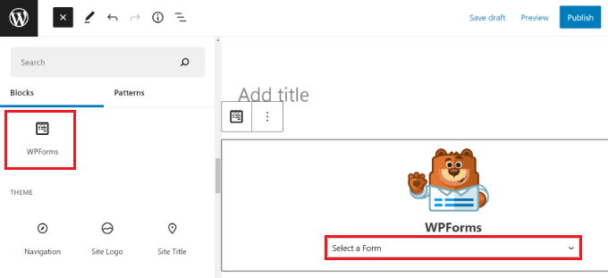 Tambahkan blok WPForms di wordpress Add a WPForms block in wordpress