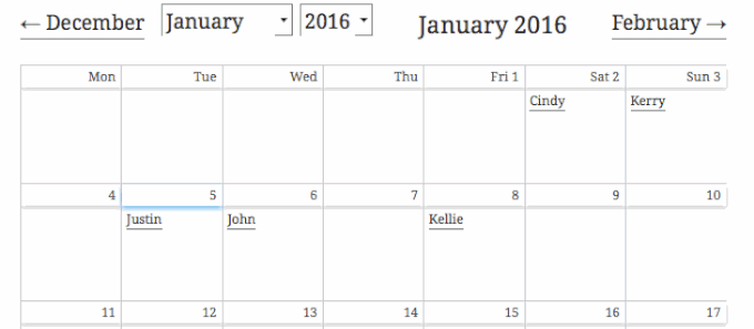 Buat kalender tampilan di Tangguh Create view calendar in Formidable