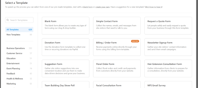 Templat formulir WPForms WPForms form templates