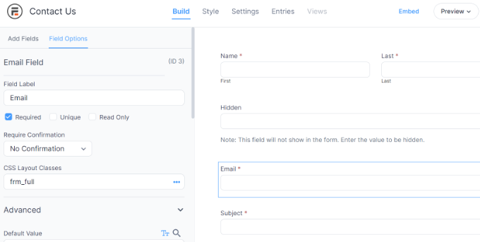 Edit bidang yang ada di Formulir yang Tangguh Edit existing fields in Formidable Forms