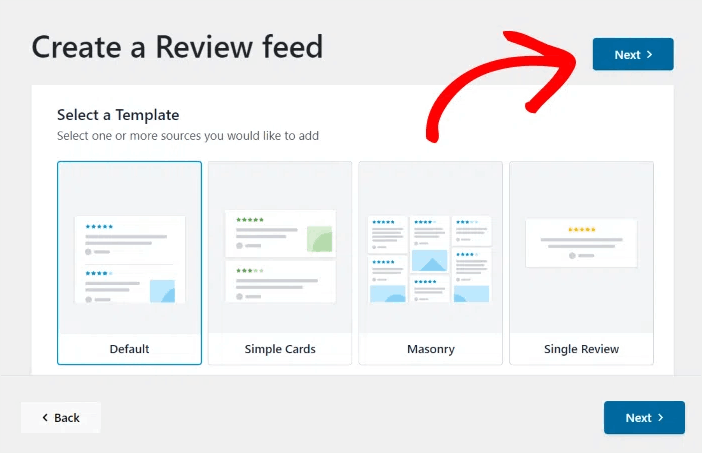 Crea un feed di recensioni