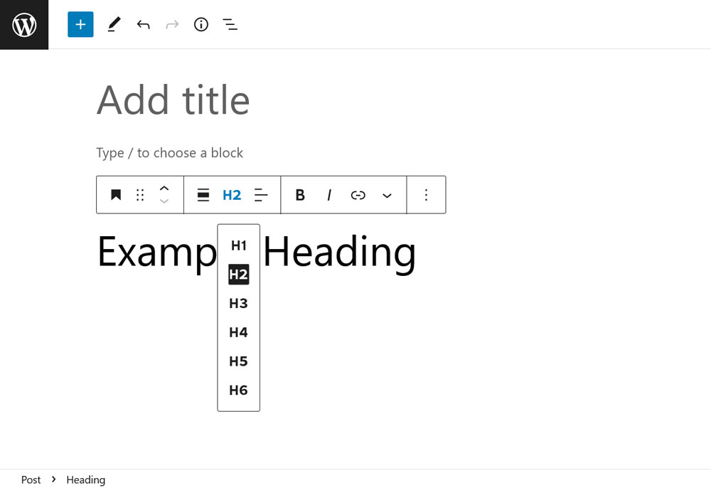 modificando manualmente l'ordine delle intestazioni in gutenberg
