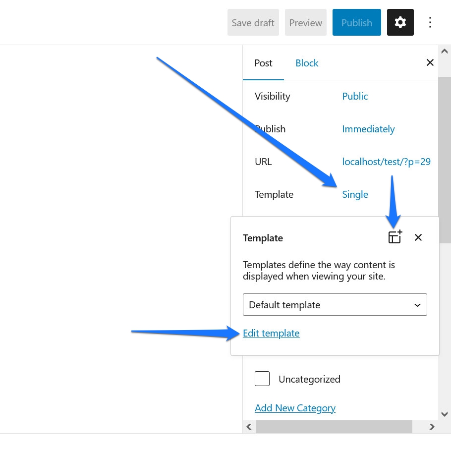 modificare il modello di post o creare un modello di pagina personalizzato