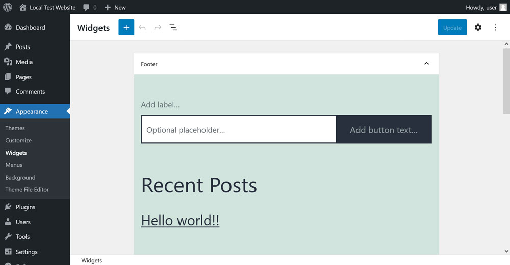 gestione widget wordpress con blocchi