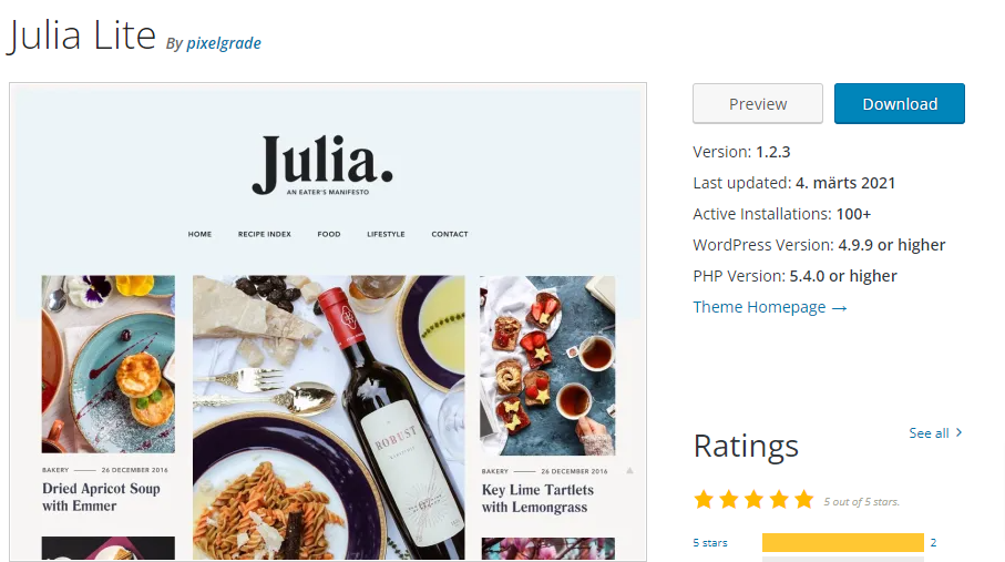 Julia - Temi per bar e pub