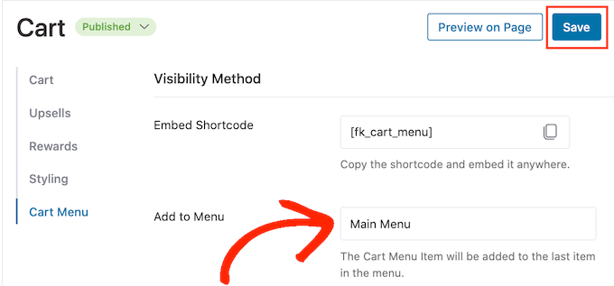 Aggiunta di un'icona del carrello al menu di WordPress Adding a cart icon to the WordPress menu