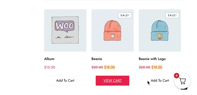 Un esempio di carrello scorrevole in WooCommerce An example of a sliding cart in WooCommerce