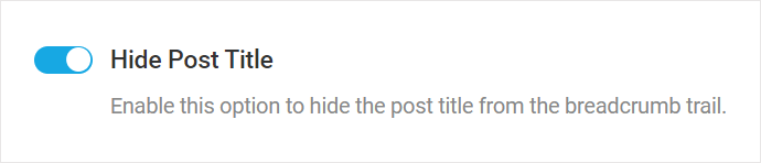 Impostazioni di configurazione breadcrumb SmartCrawl - Nascondi titolo post opzione.