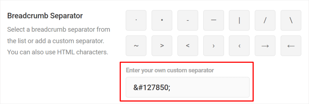 Separatore di breadcrumb personalizzato