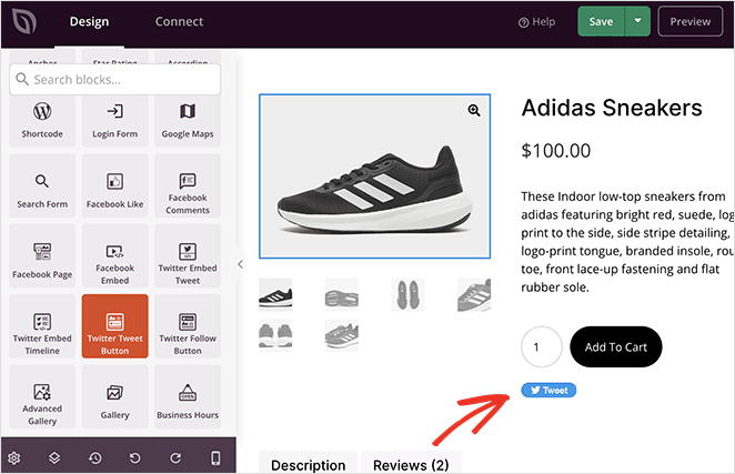 tweetbutton SeedProd Tweet button on single WooCommerce product page