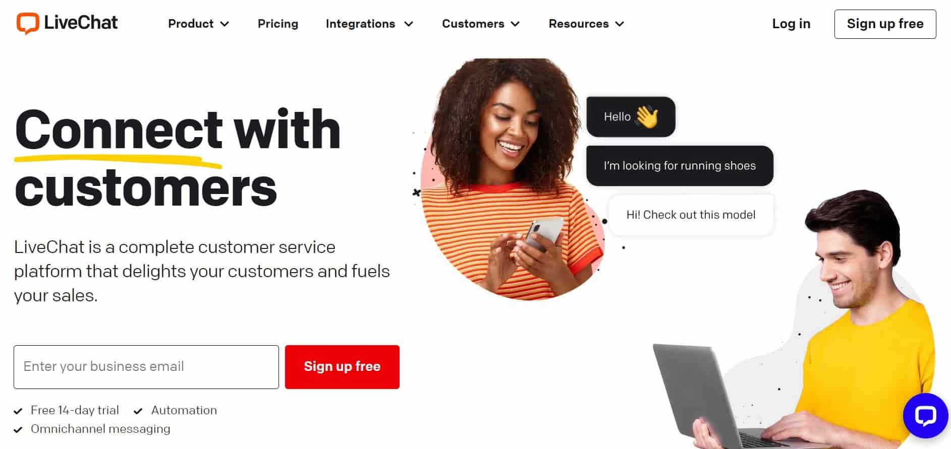 Home page del plug-in LiveChat