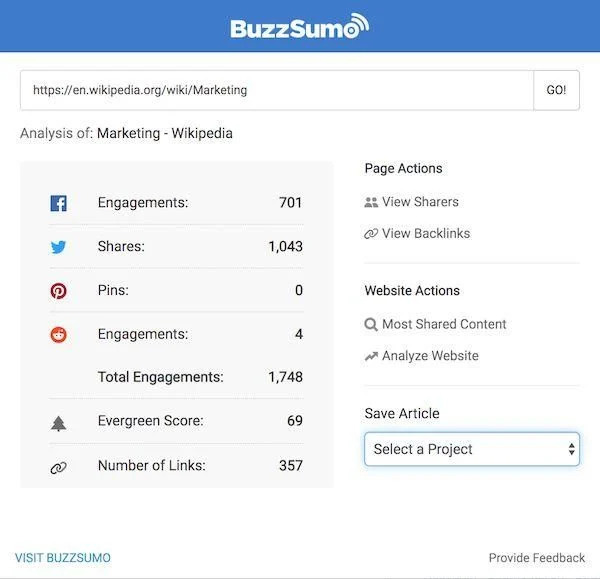 BuzzSumo - SEO Chrome 拡張機能