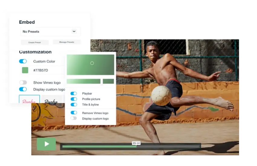 Vimeo インターフェイス