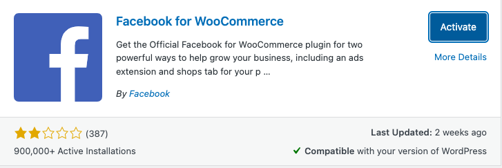 Facebook for WooCommerce プラグイン