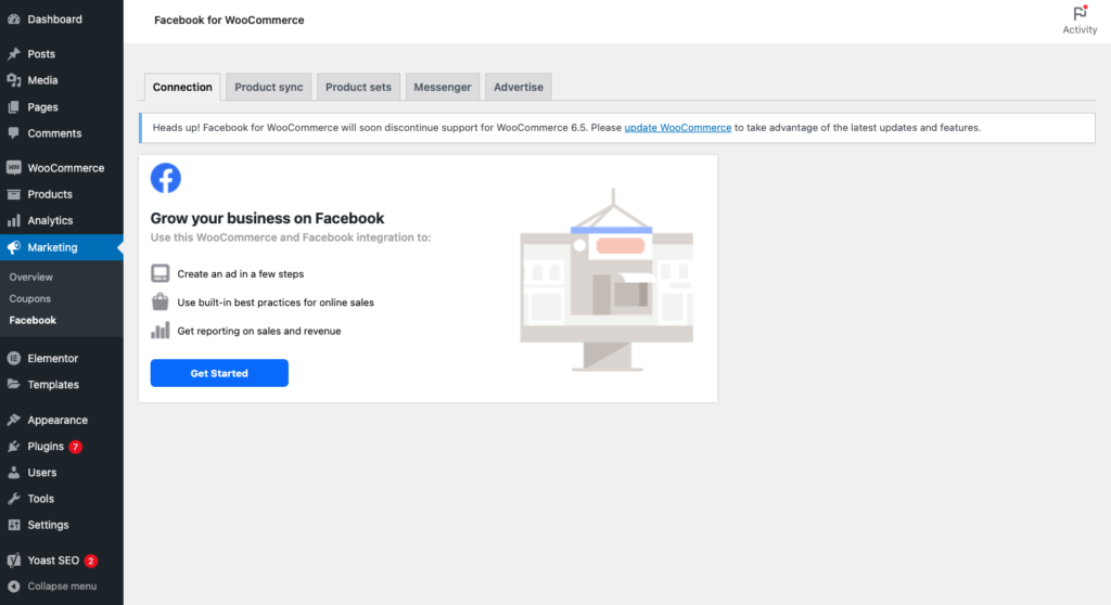 WooCommerce を Facebook ショップに接続する