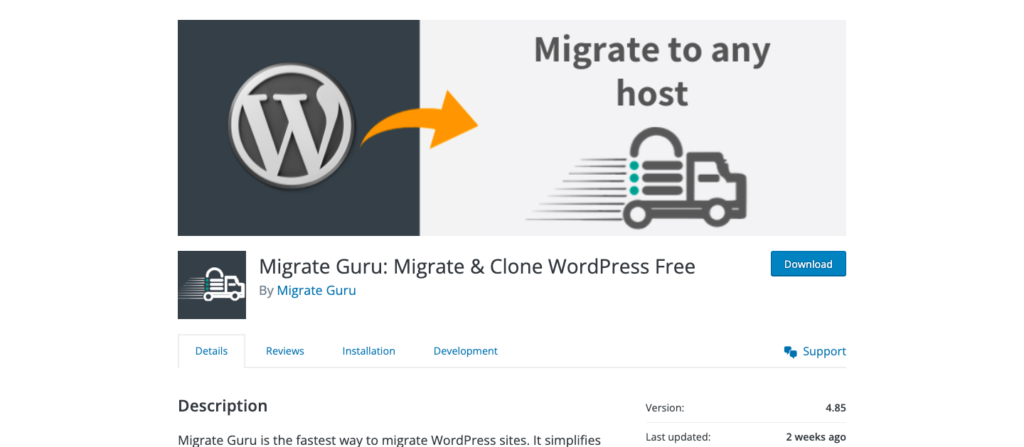 MigrateGuru - 無料の WordPress 移行プラグイン