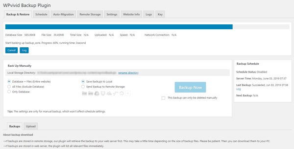 Comment utiliser le plugin WPvivid pour la sauvegarde et la restauration de WordPress 77 options