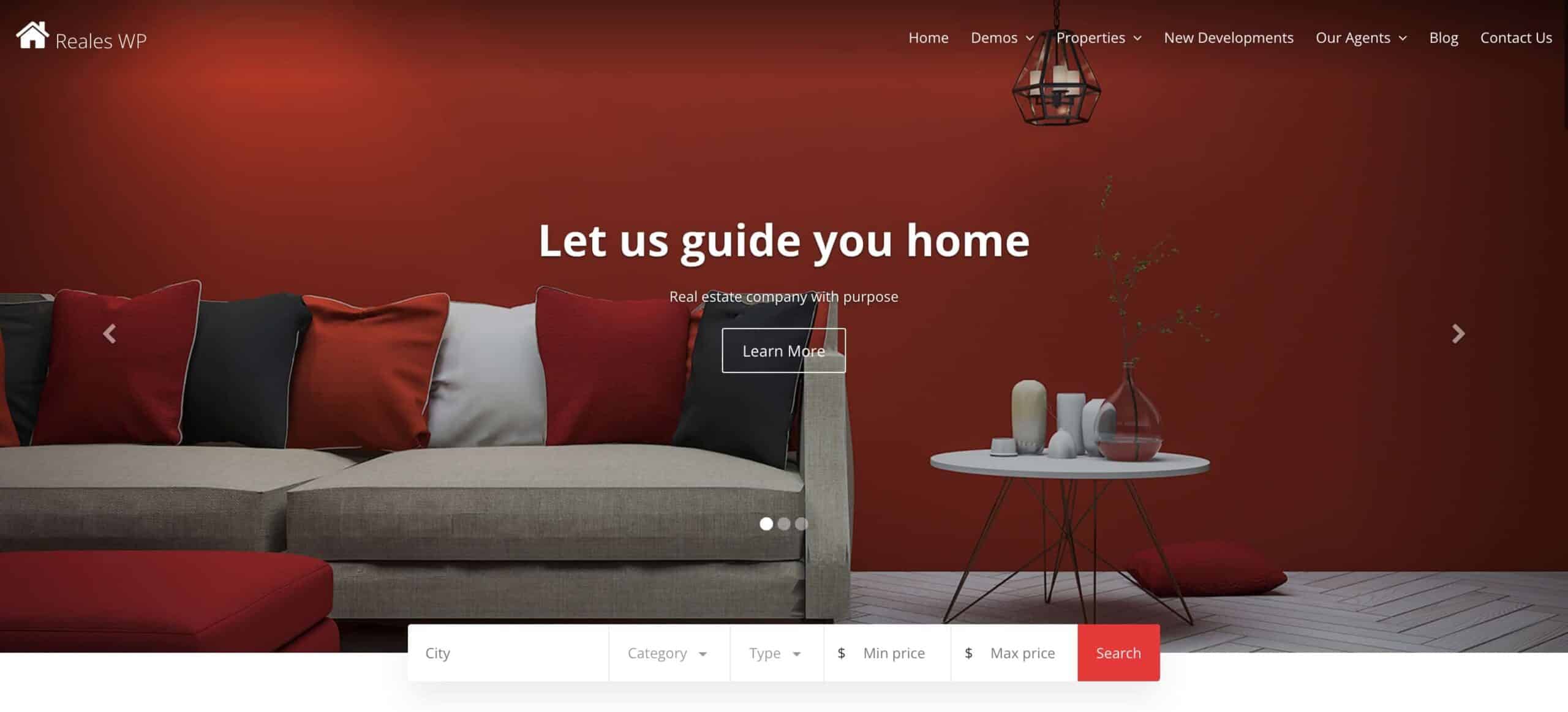 10 Melhores Temas WordPress Imobiliários para Criar Facilmente um Site de Venda de Propriedades 86 Reales WP - Real Estate WordPress Theme