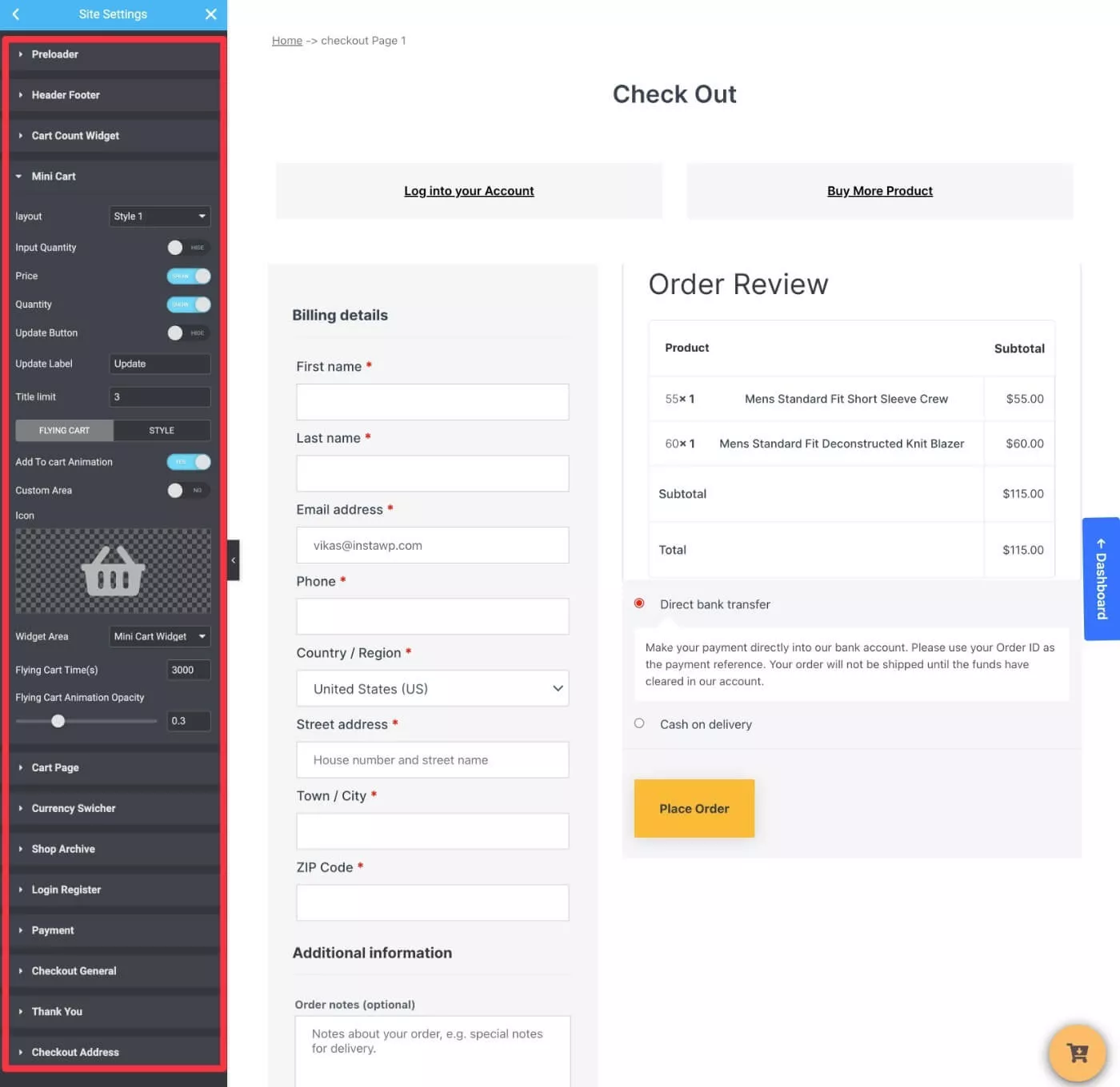 Elementor 사이트 설정의 ShopReady 설정