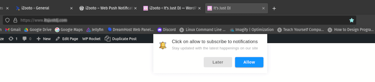 نافذة إخطار iZooto