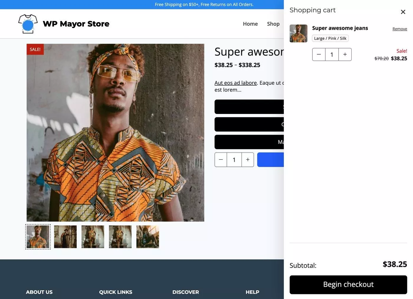 WordPress의 Shopify 카트