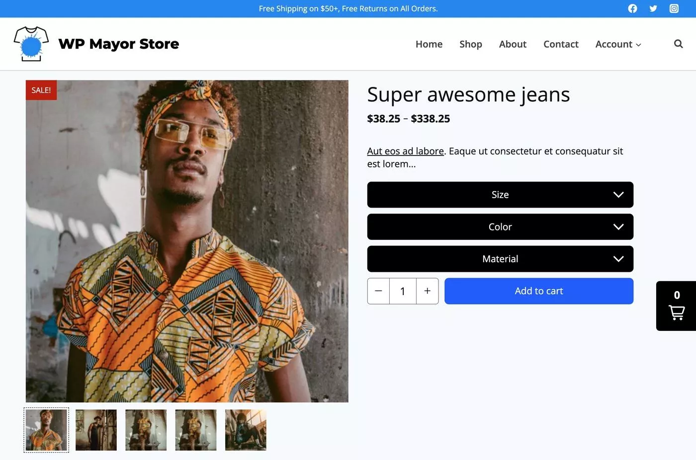 WordPress의 Shopify 제품