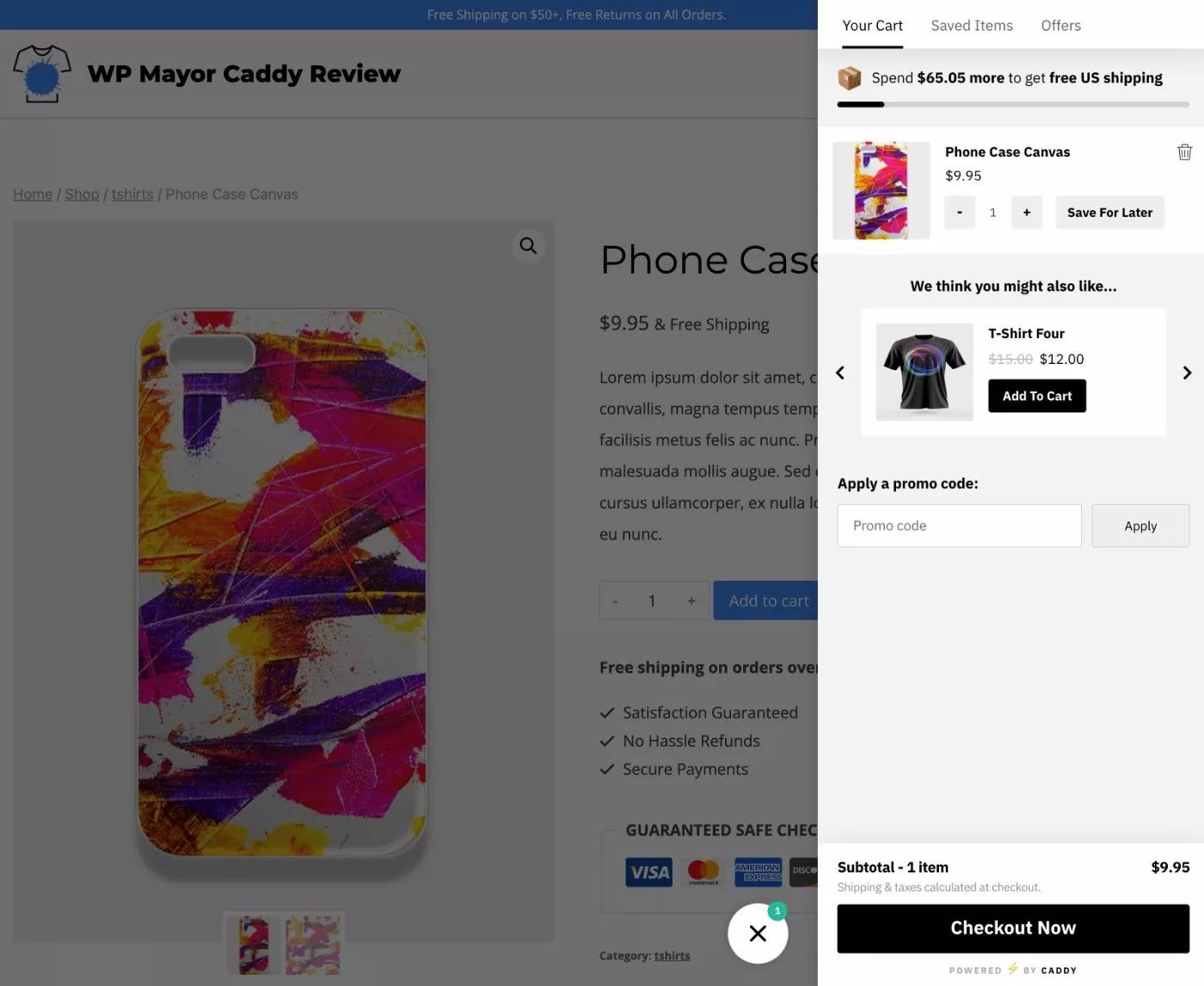 عربة جانبية Caddy WooCommerce
