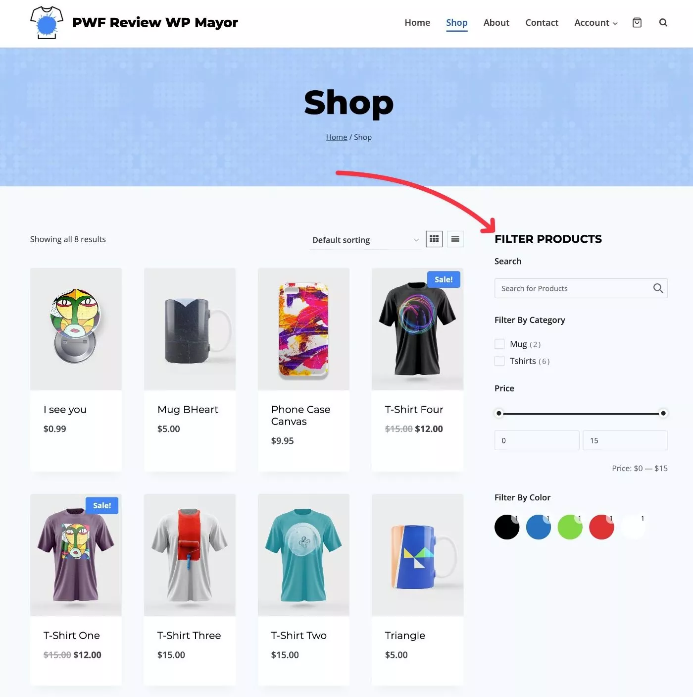 WooCommerce 产品过滤器示例