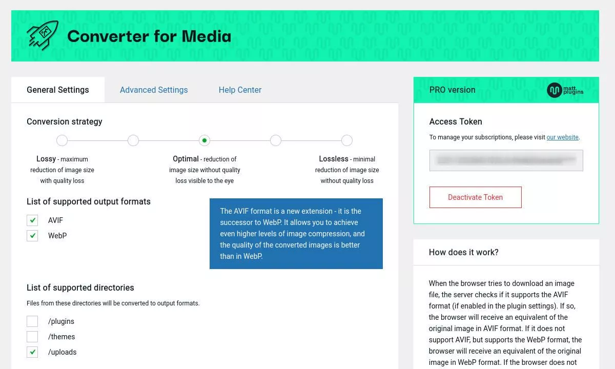 screenshot del menu Convertitore per Media