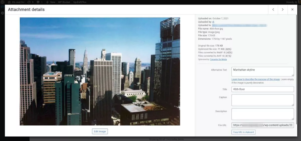 screenshot del file multimediale e delle informazioni