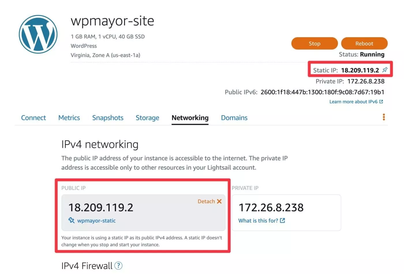 使用靜態 IP 的實例
