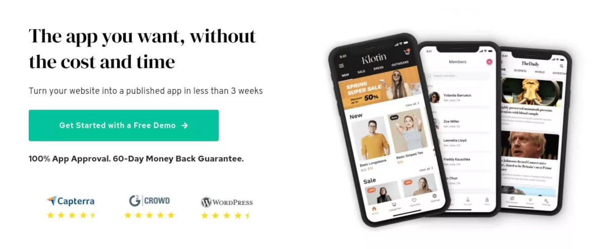 MobiLoud Web サイトのスクリーンショット