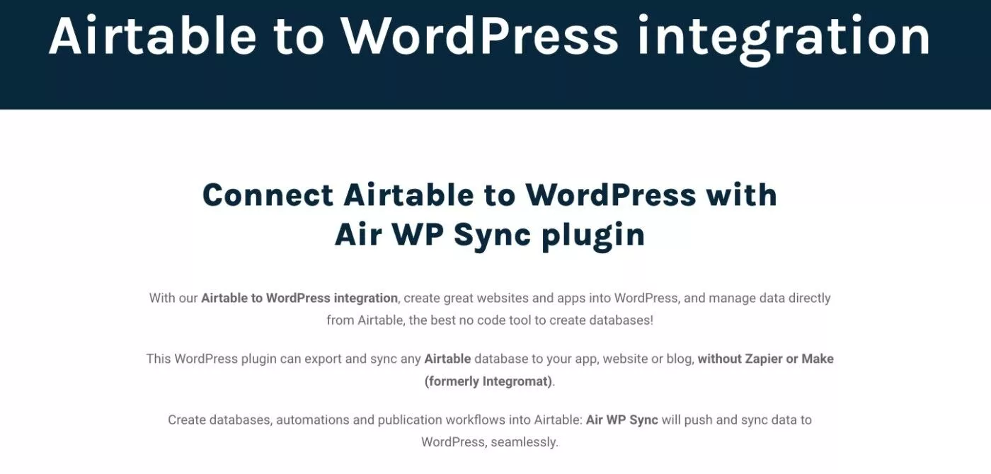 Air WP Sync Airtable WordPress プラグイン