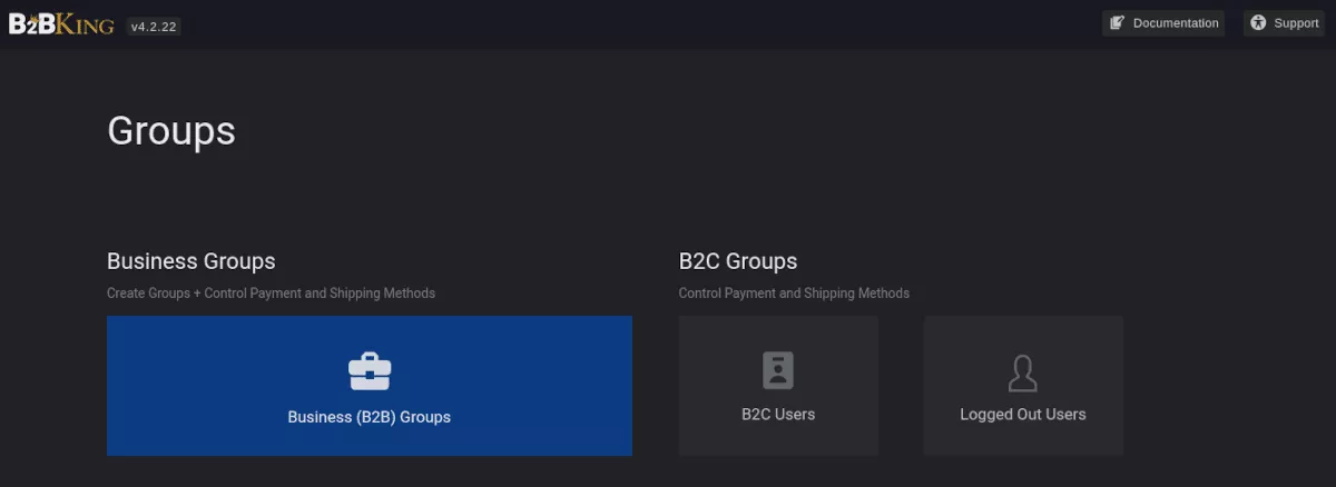 B2BKing メニューのスクリーンショット