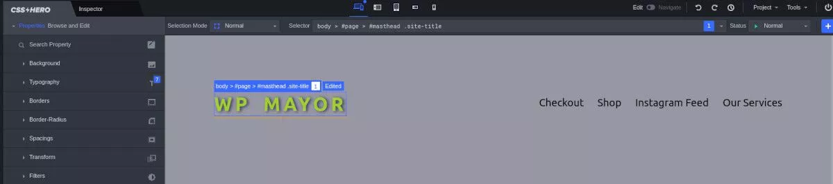 Screenshot des CSS Hero Editors