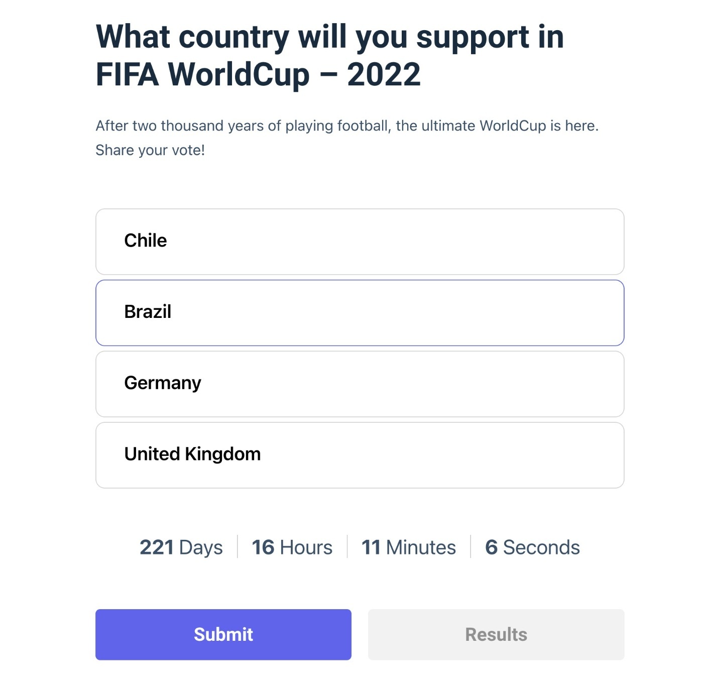 Un ejemplo de una encuesta de LiquidPoll