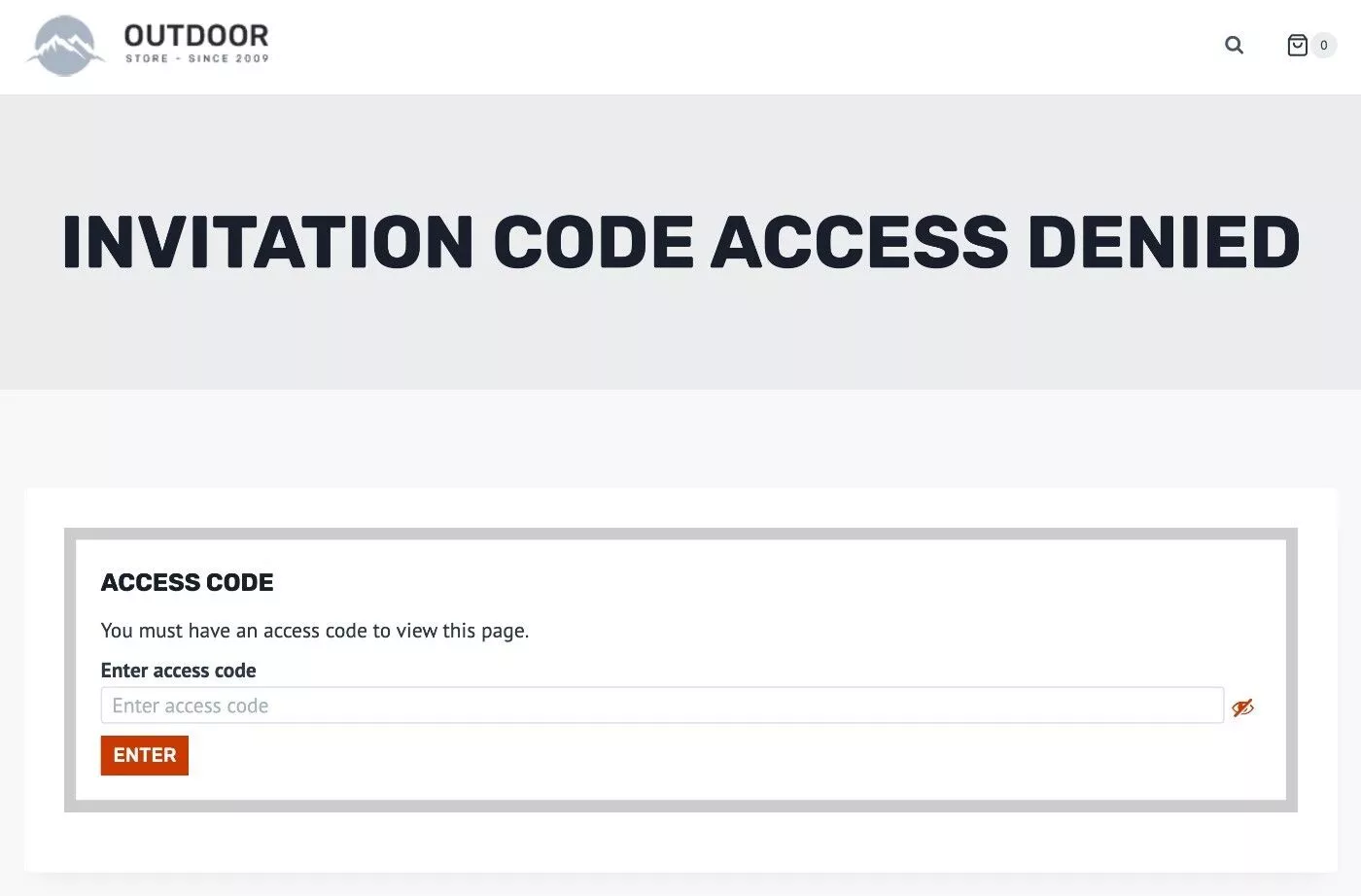 Página de código de acceso denegado