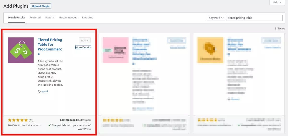 WordPress プラグイン メニューのスクリーンショット