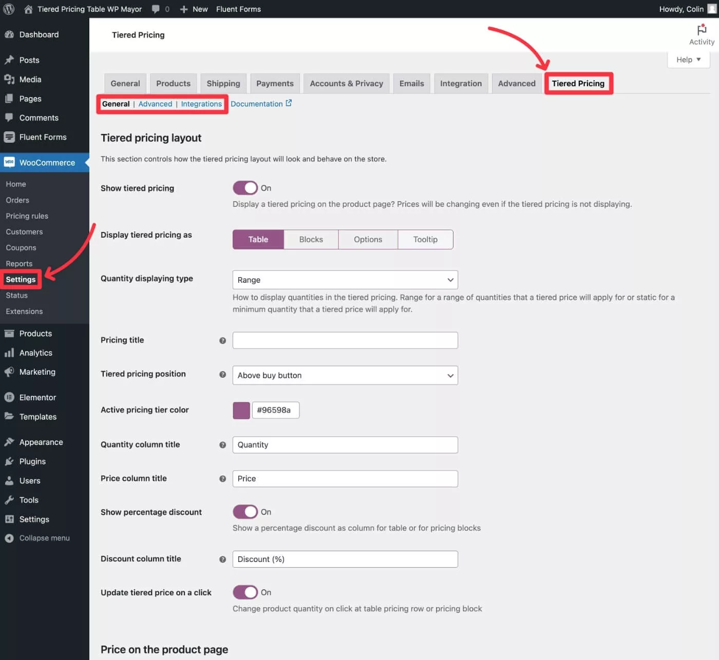 WooCommerce 設定の段階的価格表